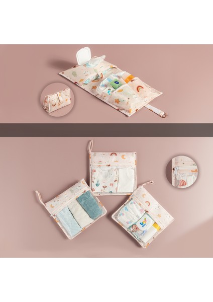 4'lü Yeni Doğan Hastane Organizer Set - Bebek Alt Bakım Çantası - Fermuarlı Şeffaf Valiz Düzenleyici