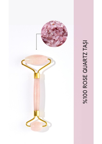 Evet Rose Quartz Face Roller Jade Roller Pembe Sıkılaştırıcı