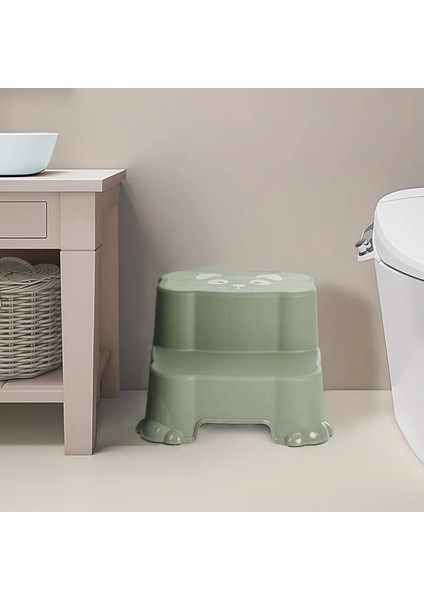 Kaydırmaz Çocuk Taburesi - Çift Basamaklı Banyo Lavabo Merdiven Yükseltici Bebek Basamağı Yeşil fiyatları