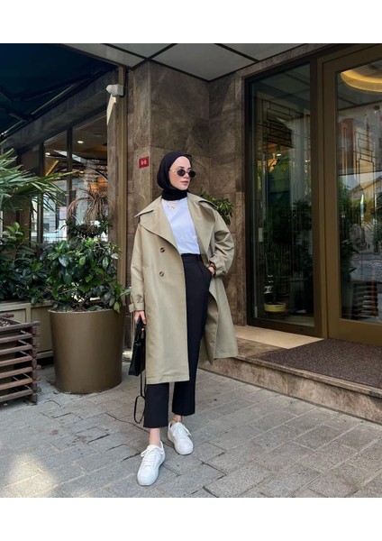 Haki Salaş Pamuk Gabardin Astarsız Trençkot
