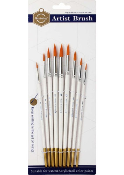 Sentetik Yuvarlak Uçlu Fırça Seti 9'lu