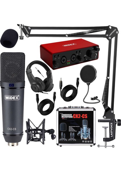 Stüdyo Ekipmanları Exclusive Paket-4 Cx2 Mikrofon GLX-800 Ses Kartı Stüdyo Kayıt Seti