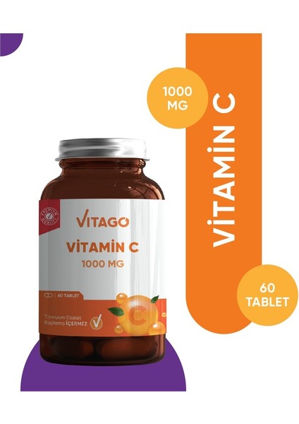 Premium Vitamin C 1000 Mg Içeren Tablet Takviye Edici Gıda 60'lı