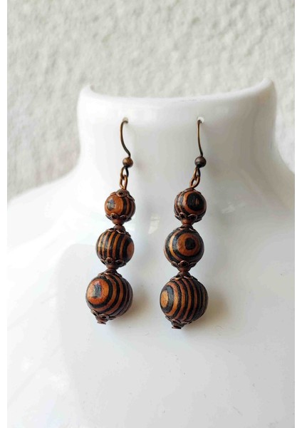 Ahşap Işleme / Bohem Sallantılı Küpe / Nostalji