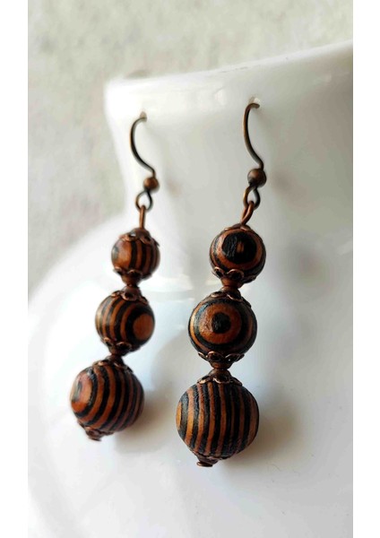 Ahşap Işleme / Bohem Sallantılı Küpe / Nostalji modelleri