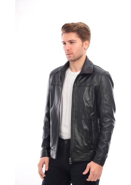 Siyah Erkek Polo Yaka Deri Ceket fiyatları