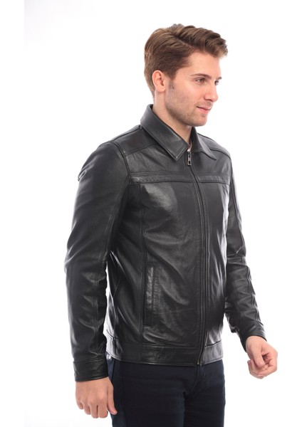 Siyah Erkek Polo Yaka Deri Ceket fırsatları