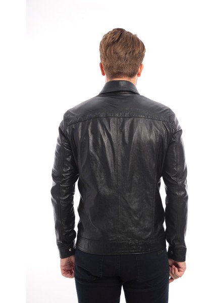 Siyah Erkek Polo Yaka Deri Ceket indirimleri