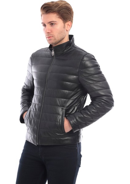 Siyah Biker Deri Ceket