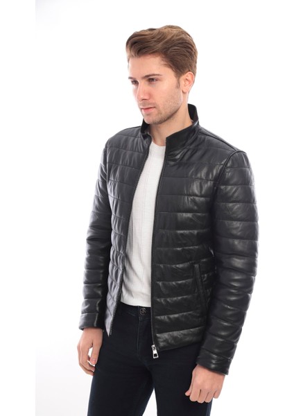 Siyah Biker Deri Ceket