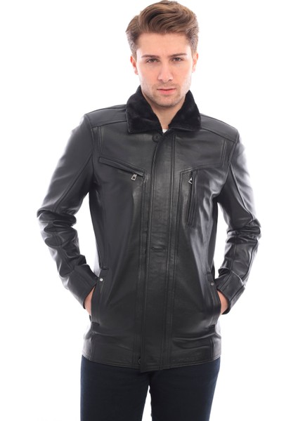 Kürk Yaka Siyah Erkek Deri Ceket fırsatları