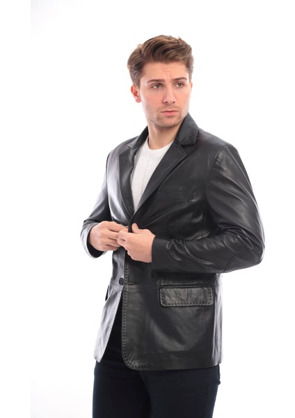 Deri Siyah Erkek Biker Ceket