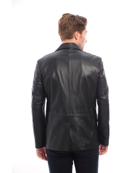 Deri Siyah Erkek Biker Ceket