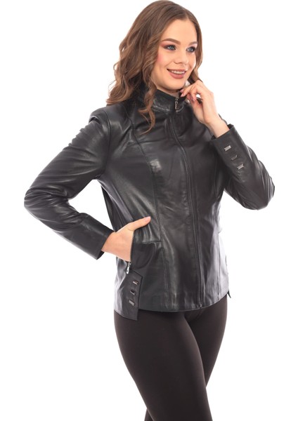 Siyah Kadın Deri Ceket