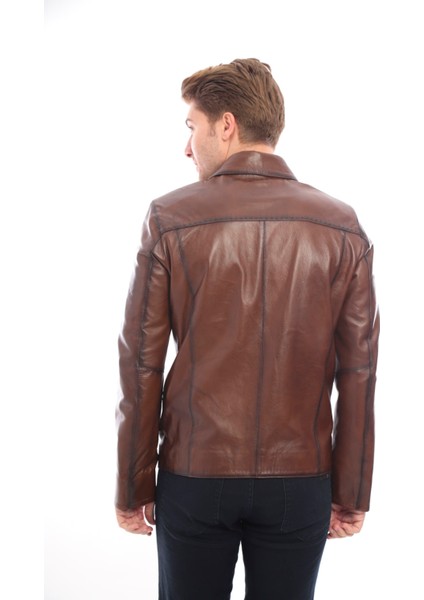 Kahverengi Bebe Yaka Hakiki Erkek Deri Ceket indirimleri