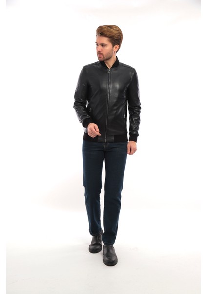 Slim Fit Erkek Deri Ceket Deri Mont