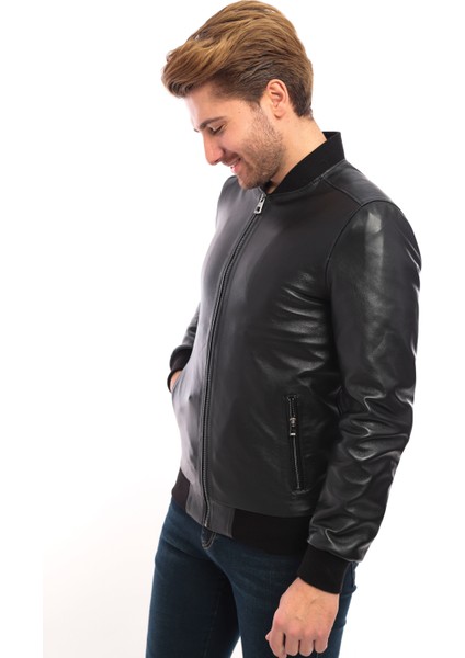 Slim Fit Erkek Deri Ceket Deri Mont