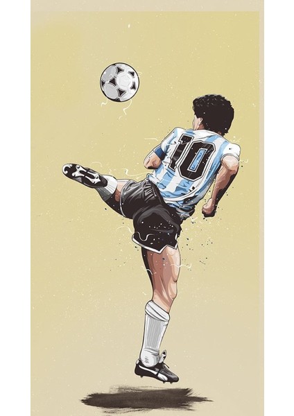 Diego Maradona İllüstrasyon Poster 30 x 42 Çerçevesiz