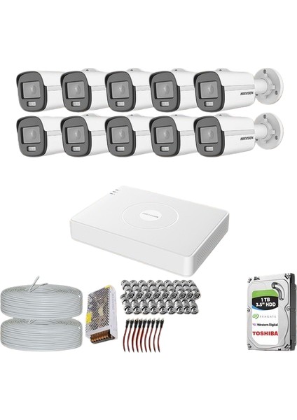 Hıkvısıon Colorvu Gece Renkli 10 Kameralı Set 1tb HDD