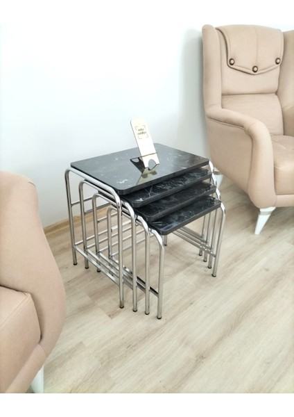 Buket Sehpa, 4'lü Zigon Sehpa, Zigon Sehpa, Servis Sehpası, İç İçe Geçen Sehpa, Ahşap Sehpa, Dörtlü