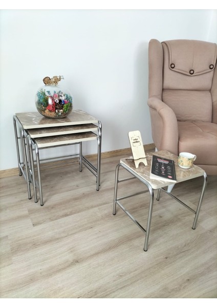 Buket Sehpa, 4'lü Zigon Sehpa, Zigon Sehpa, Servis Sehpası, İç İçe Geçen Sehpa, Ahşap Sehpa, Dörtlü