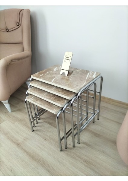 Buket Sehpa, 4'lü Zigon Sehpa, Zigon Sehpa, Servis Sehpası, İç İçe Geçen Sehpa, Ahşap Sehpa, Dörtlü