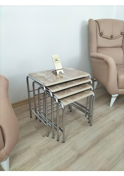 Buket Sehpa, 4'lü Zigon Sehpa, Zigon Sehpa, Servis Sehpası, İç İçe Geçen Sehpa, Ahşap Sehpa, Dörtlü