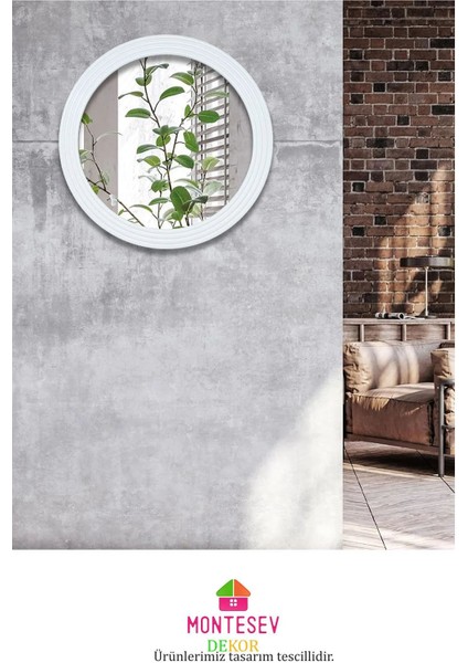 Zümrüt Beyaz Dekoratif Ayna Yuvarlak Ayna Işlemeli Ahşap Duvar Aynası Tekli - 69 cm fiyatları