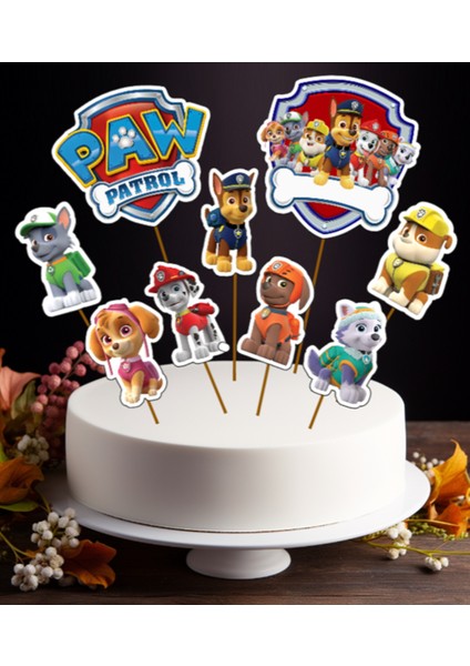 Hiras Dizayn Paw Patrol Büyük Pasta Kürdanı Pasta Süsü Cupcake Pasta Doğum Günü Süsleri 9 Parça