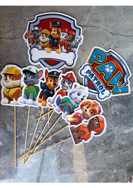 Hiras Dizayn Paw Patrol Büyük Pasta Kürdanı Pasta Süsü Cupcake Pasta Doğum Günü Süsleri 9 Parça