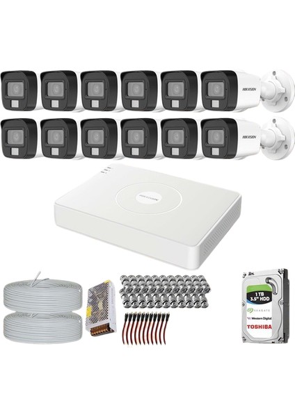 Hikvision 12 Kameralı Colorvu Hibrit Güvenlik Kamerası