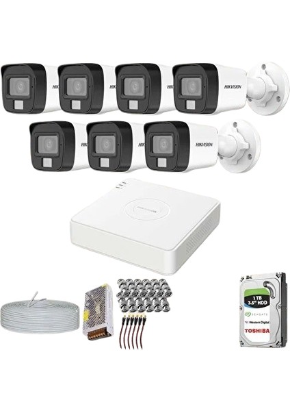 Hikvision 7 Kameralı Colorvu Hibrit Güvenlik Kamerası