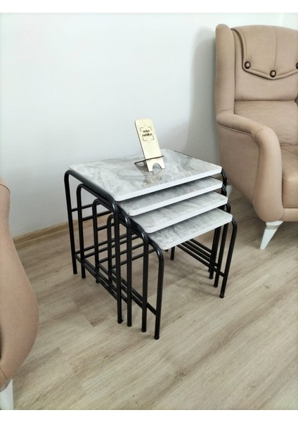 Buket Sehpa, 4'lü Zigon Sehpa, Zigon Sehpa, Servis Sehpası, İç İçe Geçen Sehpa, Ahşap Sehpa, Dörtlü