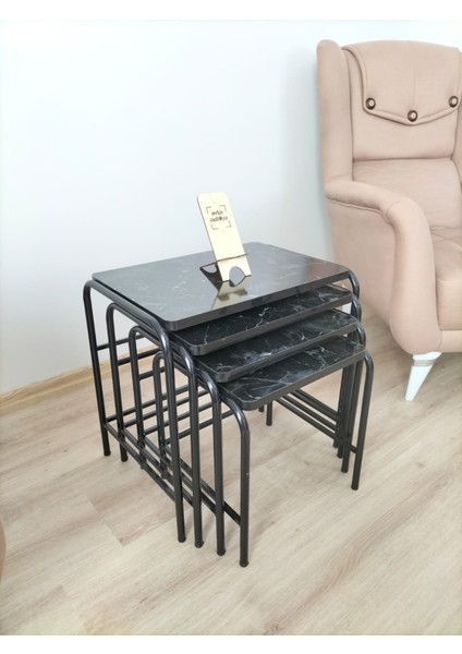 Buket Sehpa, 4'lü Zigon Sehpa, Zigon Sehpa, Servis Sehpası, İç İçe Geçen Sehpa, Ahşap Sehpa, Dörtlü