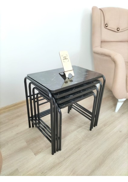 Buket Sehpa, 4'lü Zigon Sehpa, Zigon Sehpa, Servis Sehpası, İç İçe Geçen Sehpa, Ahşap Sehpa, Dörtlü
