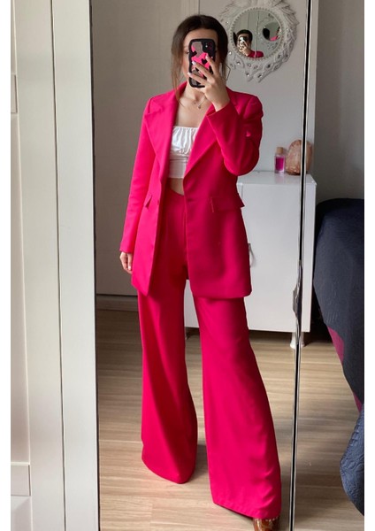 Almira Ceket Pantolon Takım -Fuşya