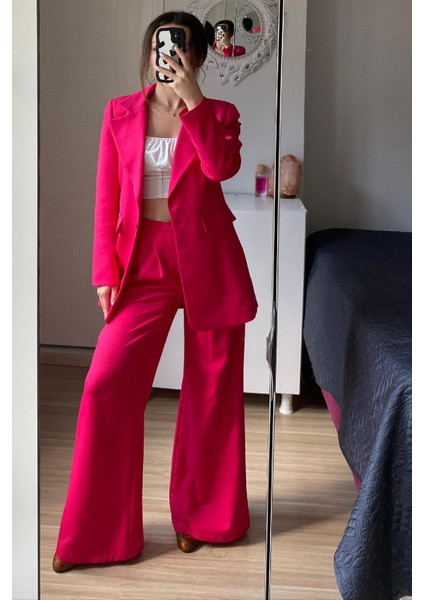 Almira Ceket Pantolon Takım -Fuşya