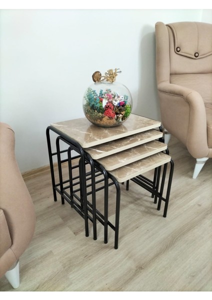 Buket Sehpa, 4'lü Zigon Sehpa, Zigon Sehpa, Servis Sehpası, İç İçe Geçen Sehpa, Ahşap Sehpa, Dörtlü