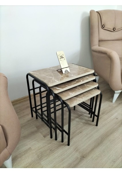 Buket Sehpa, 4'lü Zigon Sehpa, Zigon Sehpa, Servis Sehpası, İç İçe Geçen Sehpa, Ahşap Sehpa, Dörtlü