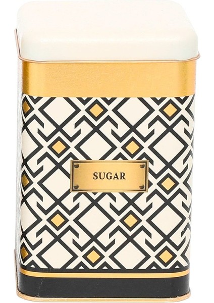 EF022-A1 Turkish Cream_sugar Desenli Kare Metal Saklama Kabı 11X11 cm