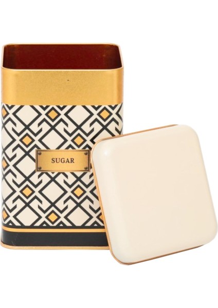 EF022-A1 Turkish Cream_sugar Desenli Kare Metal Saklama Kabı 11X11 cm fiyatları