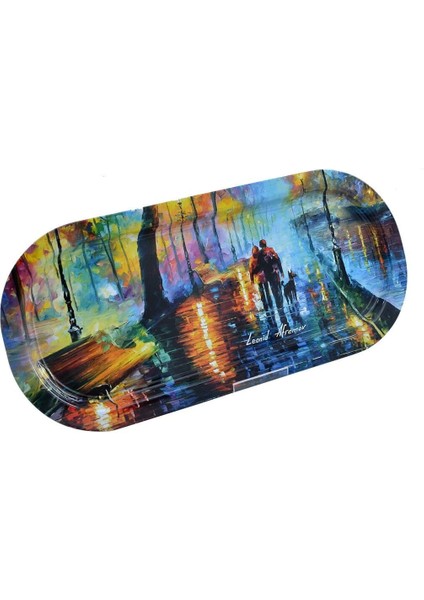 EF168-04 Afremov Venice Desenli Oval Tepsi 16X35 cm indirimleri