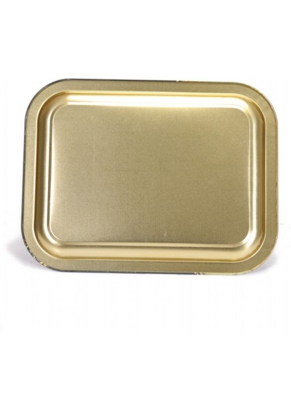 Çiçek Desenli 233x307 mm Dikdörtgen Metal Dekoratif Sunum Tepsisi - Siyah Sarı