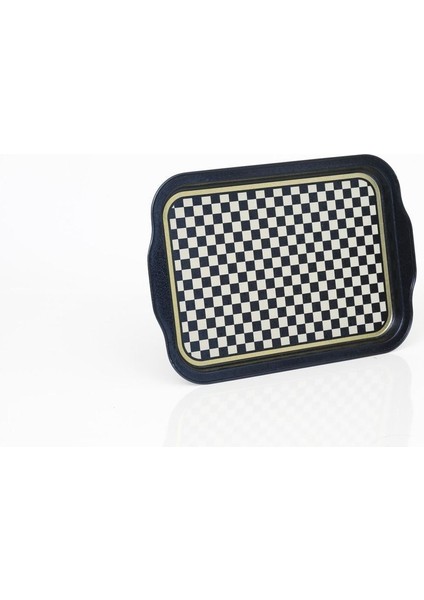 EF162-18 Checkers Blue_swt Home Desenli Dikdörtgen Tepsi 22X32 cm