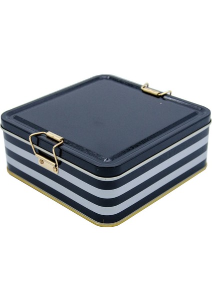 Line Black Çizgi Desenli Metal Kilitli Saklama Kabı 158X158X80 mm 2,4 Lt fiyatları