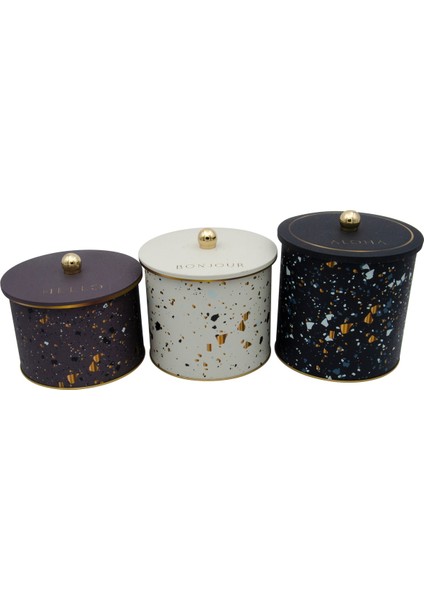 ERB31U4 Yuvarlak Kutu Ø175, Topuz Kulp, 3 Lü Set, Terrazzo