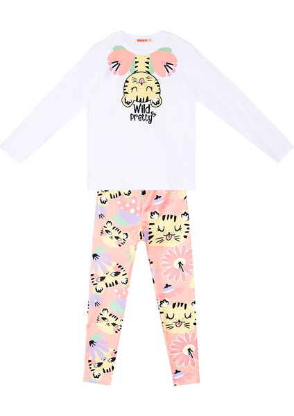 Süslü Leo Kız Çocuk T-Shirt Tayt Takım modelleri
