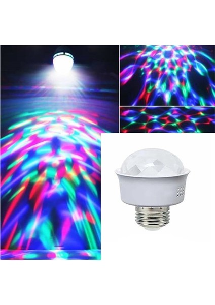 E27 Duy Renkli Disko Ampülü Disco Topu LED Disko Ampul Yerine Takılır ( Gece Lambası ) + Prize Takılan E27 Duy