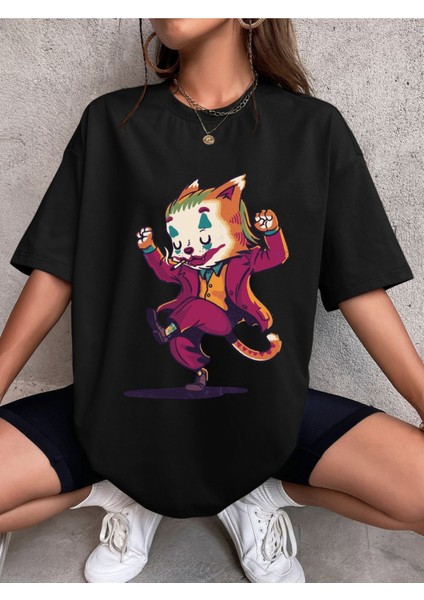 Joker Tişörtü - Joker Kedi Tişörtü - Joker Kedi Baskılı Tişört - Eğlenceli Unisex Tişört Joker Kedi Baskılı Tişört.