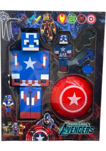 Minecraft Captain Amerika Avengers 8 Parça 19 cm Figür Oyuncak